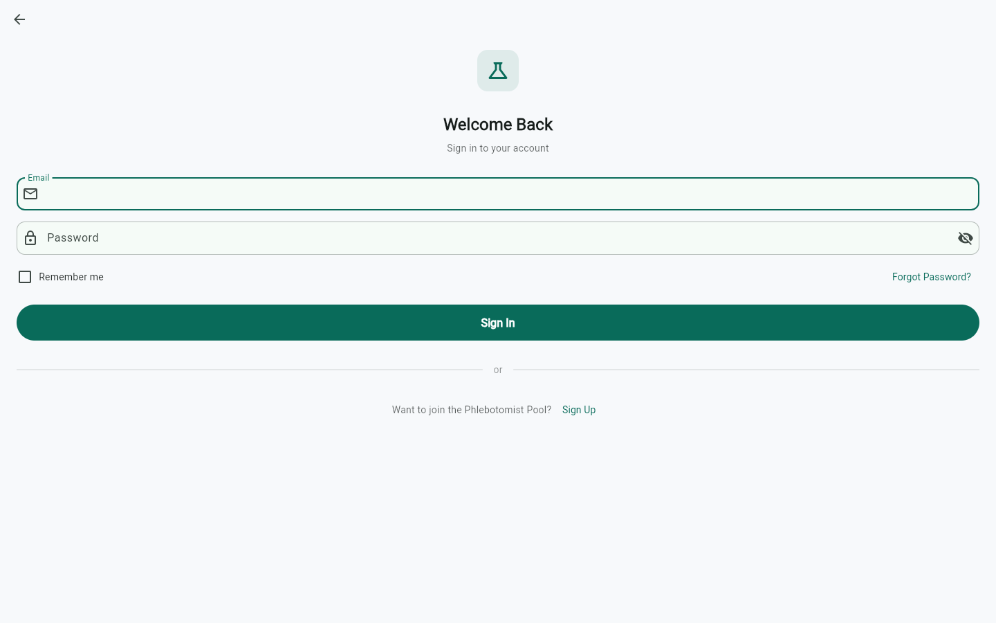 Desktop sign-in screen