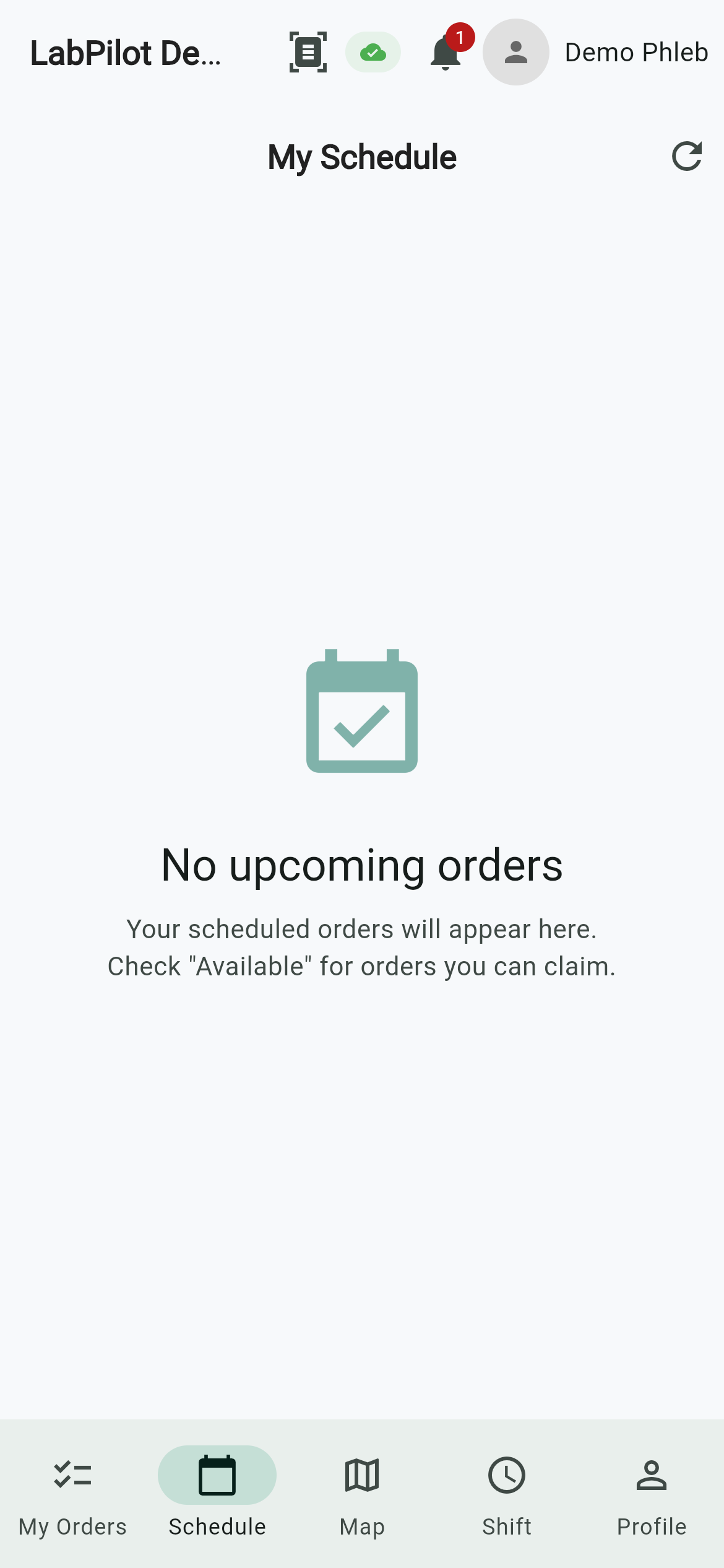 Mobile scheduling screen