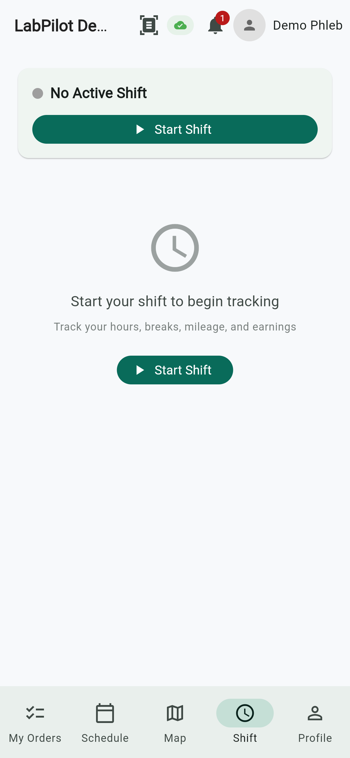 Mobile shift screen